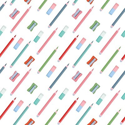EPS 해외이미지 백그라운드 패턴 일러스트 색연필 사람없음 연필깎이 해외202309 해외일러스트 무늬 문구용품 학용품 파일형식 벡터