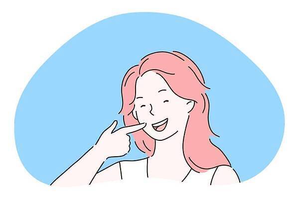 EPS 해외이미지 캐릭터 라이프스타일 여자 행복 얼굴 컨셉 일러스트 손가락 건강 치과 병원 미소 사람 치료 뷰티 화장품 흰색 가리킴 신선 입 플랫 치아 만화 입술 보여주기 틀니 돌봄 미백 위생관리 구강학 해외202309 해외일러스트 일러캐릭터 손 감정 컬러 의학 모션 표정 관리 손짓 생활 신체부위 소화기관 파일형식 벡터 장기 신체
