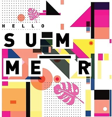 EPS 해외이미지 도형 디자인 포스터 백그라운드 패턴 일러스트 나뭇잎 타이포그라피 사람없음 컬러풀 화려 기하학 멤피스디자인 해외202309 해외일러스트 문자 컬러 컨셉 잎 무늬 파일형식 벡터