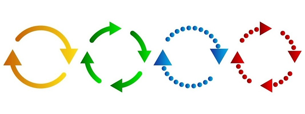 EPS 해외이미지 컬러 일러스트 화살 그래픽 빨간색 초록색 파란색 세트 노란색 도전 흰색 원형 고리 그룹 수집 방향 심볼 사인 상쾌 회전 네비게이션 되감기 오리엔테이션 반복 시리즈 리셋 해외202309 해외일러스트 도형 감정 파일형식 벡터