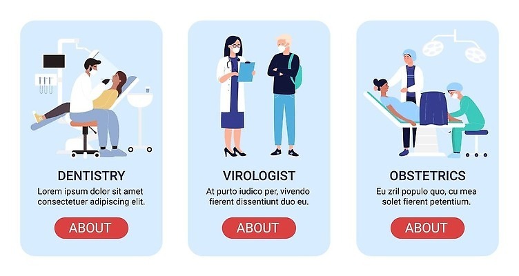 EPS 해외이미지 직업 디자인 배너 의자 일러스트 모바일 새로움 건강 치과 병원 가면 사람 세트 약 스크린 기계 임산부 임신 시험 간호사 의사 플랫 바이러스 치아 보호 만화 직원 치과의사 외과 돌봄 백신 인터페이스 지원 벡터 해외202309 해외일러스트 교육 가구 컨셉 의학 모션 의료진 소화기관 파일형식