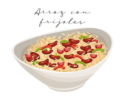EPS 해외이미지 음식 일러스트 요리 사람없음 라틴아메리카 볶음밥 남미음식 해외202309 해외일러스트 서양음식 아메리카 파일형식 벡터