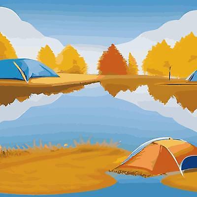 EPS 해외이미지 나무 여행 일러스트 텐트 사람없음 캠핑 모닥불 캠핑장 해외202309 해외일러스트 식물 불 레저 캠핑도구 파일형식 벡터