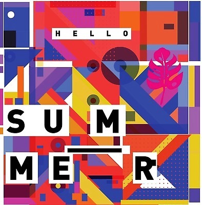 EPS 해외이미지 도형 디자인 포스터 백그라운드 패턴 일러스트 나뭇잎 타이포그라피 사람없음 컬러풀 화려 기하학 멤피스디자인 해외202309 해외일러스트 문자 컬러 컨셉 잎 무늬 파일형식 벡터