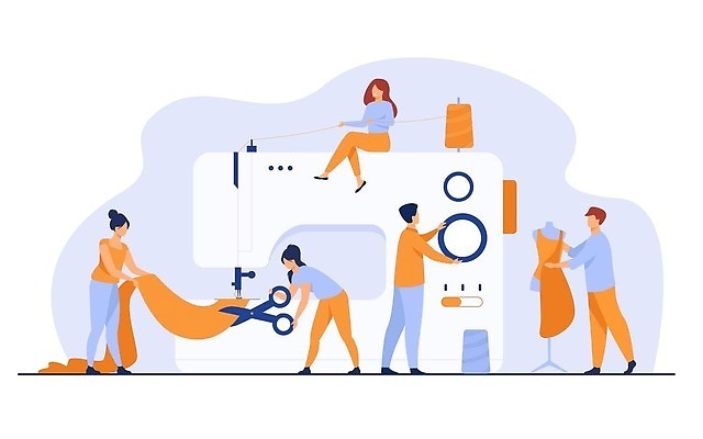 EPS 해외이미지 직업 캐릭터 디자인 옷 여자 남자 산업 줄 컨셉 일러스트 비즈니스 공장 노동자 사람 유행 기계 직물 작업 바늘 작업실 플랫 제조 마네킹 바느질 디자이너 만화 천 수공예 재단 재단사 벡터 해외202309 해외일러스트 일러캐릭터 공업 도구 공예 파일형식