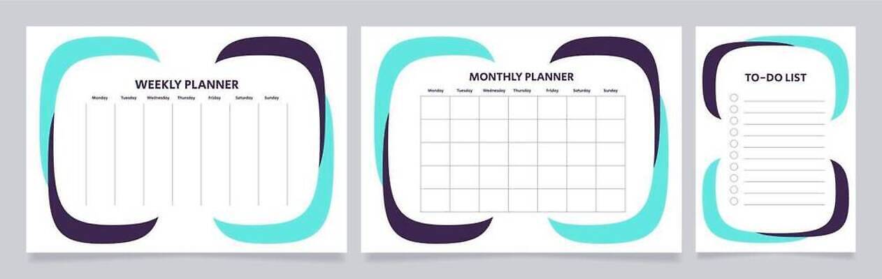 EPS 해외이미지 템플릿 편집 디자인 일러스트 비즈니스 텍스트 문구용품 프레임 가로 세로 파란색 다이어리 쪽지 공책 공백 흰색 일주일 잡지 시간표 계획 인쇄 준비 페이지 시트 조립 월 꼬투리 조언 목업 스타일 벡터 카피스페이스 비어있는 해외202309 해외일러스트 컬러 컨셉 간행물 사무용품 날짜 오브젝트 파일형식