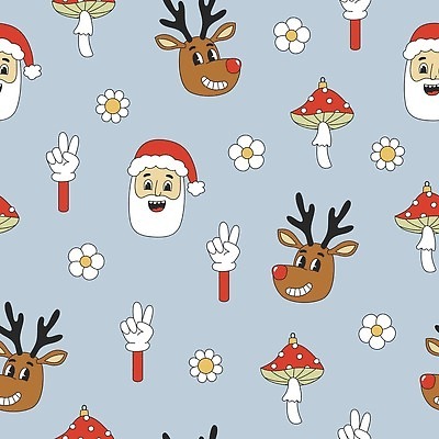 EPS 해외이미지 손 노년 남자 꽃 얼굴 백그라운드 크리스마스 겨울 패턴 일러스트 산타모자 여러명 신체부위 산타클로스 머리 버섯 루돌프 브이 노인남자만 해외202309 해외일러스트 식물 모자_잡화 계절 기념일 다수 무늬 사슴 사람 손짓 성인 남자만 노인만 파일형식 벡터