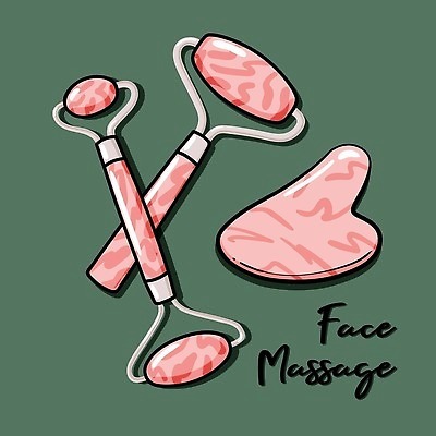 EPS 해외이미지 여자 얼굴 일러스트 아침 건강 일상 치료 세트 뷰티 장미 유행 스파 중국 화장품 바위 공구 마사지 주름 낙서 피부 롤러 테라피 내추럴 순서 돌봄 리프팅 벡터 해외202309 해외일러스트 주간 꽃 아시아 의학 모션 사람 라이프 신체부위 돌_바위 도구 파일형식