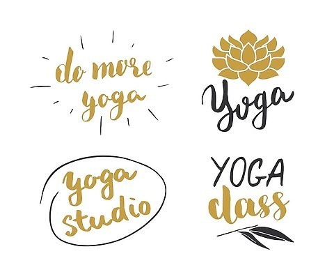 EPS 해외이미지 손글씨 꽃 잎 일러스트 캘리그라피 요가 스튜디오 타이포그라피 사람없음 장식 손그림 클래스 강조 해외202309 해외일러스트 식물 문자 웰빙 파일형식 벡터