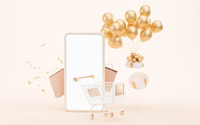 포토 JPG 해외이미지 무료이미지 이벤트 사람없음 선물상자 반짝임 스마트폰 쇼핑백 3D 쇼핑카 금색 풍선 모바일쇼핑 해외202309 해외포토 컬러 가방 모션 선물 핸드폰 스마트기기 쇼핑 상자 카트 디지털합성 온라인쇼핑 파일형식