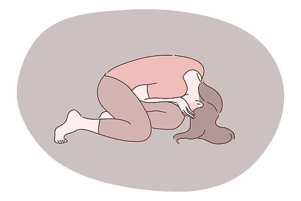 EPS 해외이미지 전신 여자 일러스트 한명 성인 좌절 눈물 웅크림 우울감 우울증 성인여자한명만 해외202309 해외일러스트 1 감정 컨셉 모션 사람 질병 여자한명만 성인여자만 파일형식 벡터