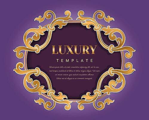 EPS 해외이미지 일러스트 프레임 사람없음 보라색 금색 고급 테두리 해외202309 해외일러스트 컬러 컨셉 파일형식 벡터