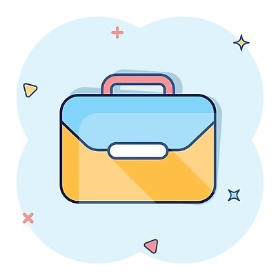 EPS 해외이미지 하늘색 서류가방 일러스트 사람없음 반짝임 심볼 심플 해외202309 해외일러스트 가방 모션 파란색 파일형식 벡터