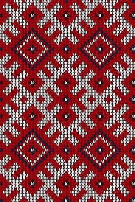 EPS 해외이미지 디자인 겨울 패턴 일러스트 눈꽃 사람없음 빨간색 뜨개질 해외202309 해외일러스트 계절 컬러 무늬 눈_날씨 취미 파일형식 벡터