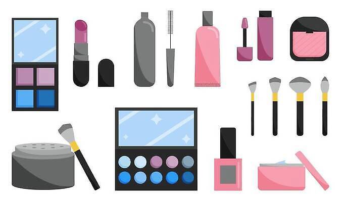 EPS 해외이미지 직업 디자인 여자 얼굴 컬러 일러스트 포장 장신구 자연 그림자 세트 뷰티 화장품 립스틱 붓 항아리 화려 액체 팔레트 플랫 상품 컨테이너 플라스틱 가루 수집 피부 크림 오브젝트 피부관리 마스카라 유기농 만들기 로션 패키지 튜브 내추럴 고립 돌봄 수분크림 스타일 벡터 해외202309 해외일러스트 웰빙 산업 컨셉 모션 재질 사람 신체부위 도자기 생태계 파일형식