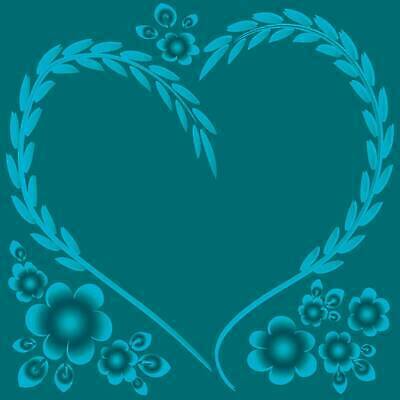 EPS 해외이미지 디자인 꽃 백그라운드 일러스트 프레임 사랑 사람없음 하트 청록색 해외202309 해외일러스트 모양 식물 감정 컬러 파일형식 벡터