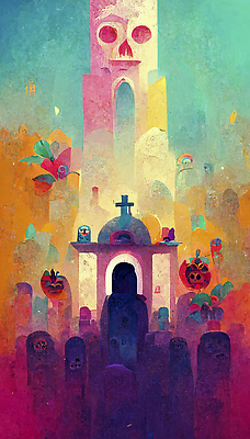 포토 JPG 해외이미지 전통 문화 컬러 벽지 멕시코 미술 사람없음 컬러풀 죽음 제단 해골모형 해외202309 해외포토 북아메리카 문화예술 모형 파일형식