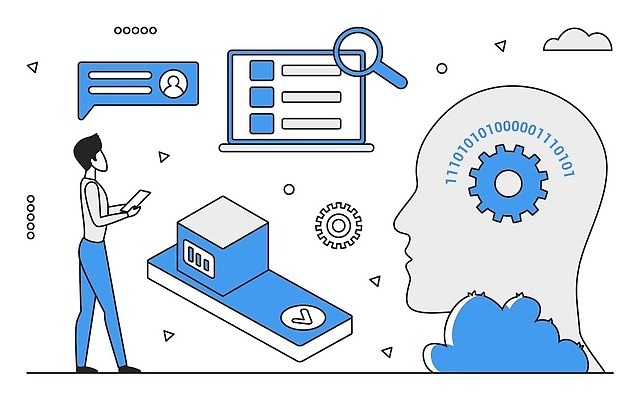 EPS 해외이미지 전신 남자 실루엣 일러스트 비즈니스 한명 성인 파란색 디지털 정보 화물 업무 스마트 분석 온라인 경영 데이터베이스 인터페이스 성인남자한명만 해외202310 해외일러스트 1 컬러 컨셉 촬영기법 사람 운송업 작업 남자한명만 성인남자만 파일형식 벡터