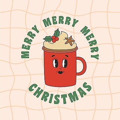 EPS 해외이미지 음료 크리스마스 겨울 일러스트 표정 사람없음 머그컵 빈티지 크림 복고 팔각회향 해외202309 해외일러스트 계절 기념일 컨셉 컵 향신료 파일형식 벡터