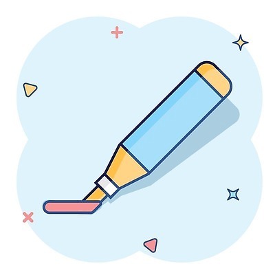 EPS 해외이미지 선 하늘색 일러스트 사람없음 반짝임 심볼 심플 형광펜 해외202309 해외일러스트 모션 파란색 펜 파일형식 벡터