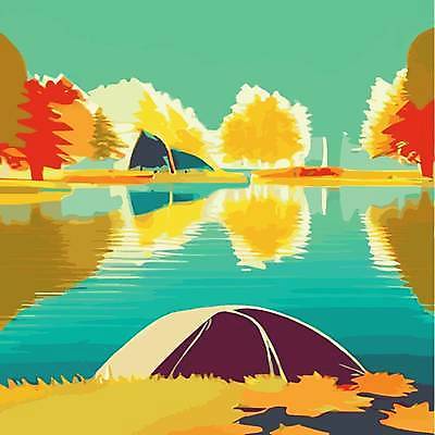 EPS 해외이미지 나무 실루엣 여행 일러스트 텐트 사람없음 캠핑 캠핑장 해외202309 해외일러스트 식물 레저 촬영기법 캠핑도구 파일형식 벡터