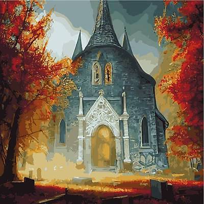 EPS 해외이미지 나무 일러스트 주택 사람없음 할로윈 야간 해외202309 해외일러스트 자연요소 식물 건물 파일형식 벡터