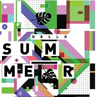 EPS 해외이미지 도형 디자인 포스터 백그라운드 패턴 일러스트 나뭇잎 타이포그라피 사람없음 컬러풀 화려 기하학 멤피스디자인 해외202309 해외일러스트 문자 컬러 컨셉 잎 무늬 파일형식 벡터