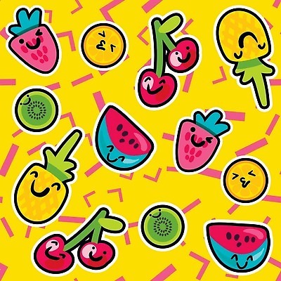 EPS 해외이미지 패턴 과일 일러스트 딸기 수박 표정 키위 윙크 사람없음 패턴백그라운드 체리 레몬 파인애플 과일캐릭터 해외202309 해외일러스트 일러캐릭터 캐릭터 백그라운드 무늬 열대과일 파일형식 벡터