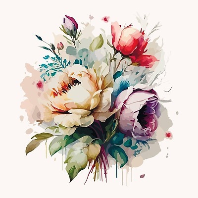 EPS 해외이미지 꽃 부케 일러스트 사람없음 번짐 해외202309 해외일러스트 식물 꽃다발 파일형식 벡터 효과