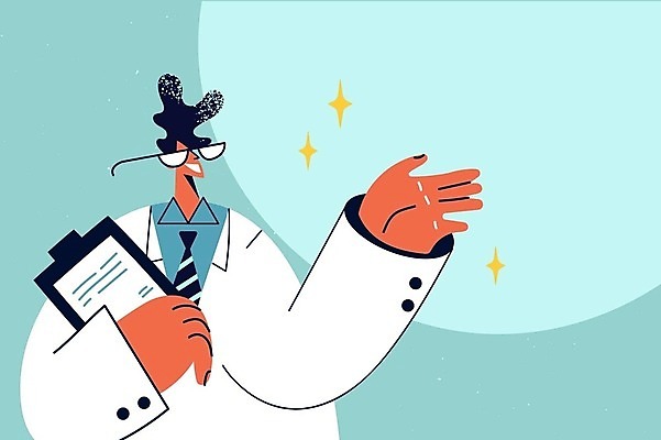 EPS 해외이미지 남자 일러스트 건강 한명 들기 성인 손들기 의사 서류판 성인남자한명만 안경낌 해외202309 해외일러스트 1 안경 모션 사람 사무용품 의료진 남자한명만 성인남자만 파일형식 벡터