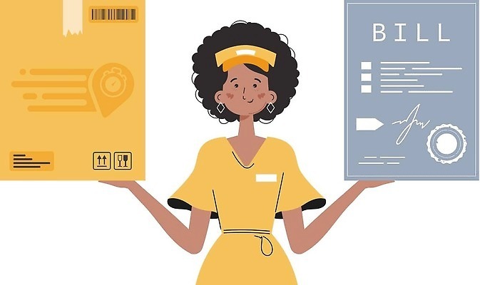 EPS 해외이미지 여자 유니폼 일러스트 한명 들기 상반신 성인 배송 택배 택배상자 성인여자한명만 해외202309 해외일러스트 1 옷 모션 사람 상자 운송업 여자한명만 성인여자만 파일형식 벡터