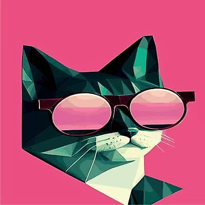 EPS 해외이미지 디자인 일러스트 사람없음 선글라스 고양이 팝아트 해외202309 해외일러스트 안경 포유류 반려동물 그림 파일형식 벡터