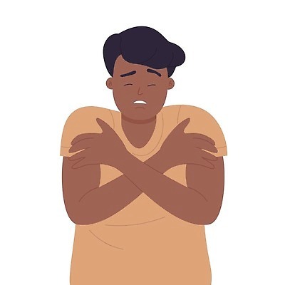 EPS 해외이미지 남자 일러스트 한명 상반신 성인 눈감음 찡그림 감싸기 오한 성인남자한명만 성인만 해외202309 해외일러스트 1 모션 표정 사람 증상 남자한명만 성인남자만 파일형식 벡터