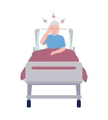 EPS 해외이미지 여자 노년 할머니 일러스트 베개 건강 한명 고통 두통 병원침대 노인여자한명만 해외202309 해외일러스트 1 감정 침구 사람 성인 침대 질병 여자한명만 노인여자만 파일형식 벡터