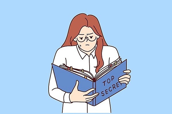 EPS 해외이미지 여자 일러스트 사업가 한명 들기 상반신 성인 자료 비즈니스우먼 집중 읽기 문서 숨김 성인여자한명만 안경낌 해외202309 해외일러스트 직업 1 안경 컨셉 비즈니스 모션 사람 직장인 여자한명만 성인여자만 파일형식 벡터