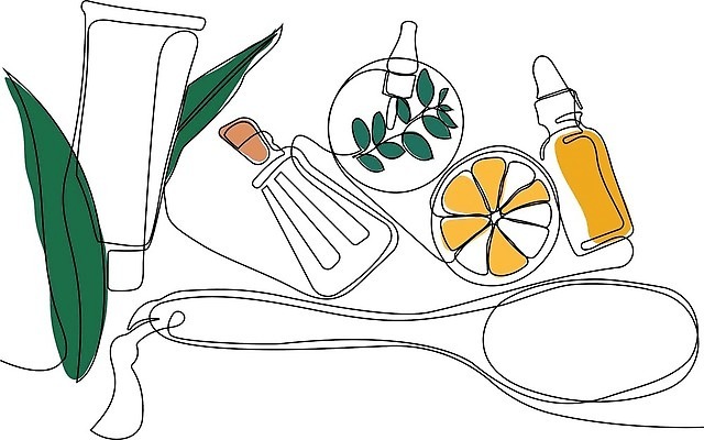 EPS 해외이미지 잎 오렌지 라인일러스트 일러스트 사람없음 뷰티 화장품 병 친환경 로션 해외202309 해외일러스트 식물 식기 과일 환경 파일형식 벡터