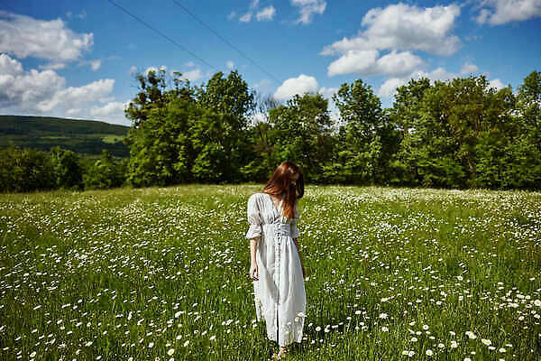 포토 JPG 해외이미지 원피스 여자 꽃밭 하늘 휴식 한명 상반신 성인 옆모습 파란색 평화 성인여자한명만 해외202309 해외포토 1 옷 꽃 뷰포인트 컬러 컨셉 사람 여자한명만 성인여자만 파일형식