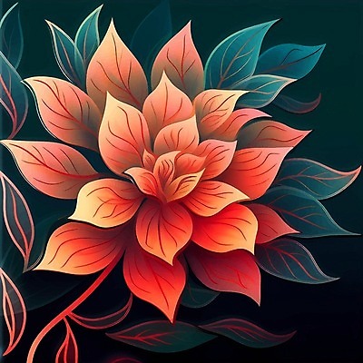 EPS 해외이미지 꽃 잎 꽃무늬 일러스트 검은배경 사람없음 빨간색 해외202309 해외일러스트 식물 컬러 백그라운드 무늬 검은색 파일형식 벡터