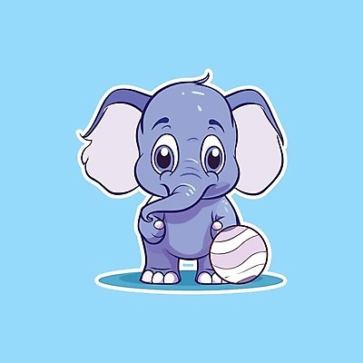 EPS 해외이미지 동물캐릭터 스티커 일러스트 공 코끼리 사람없음 귀여움 해외202309 해외일러스트 일러캐릭터 동물 캐릭터 컨셉 포유류 파일형식 벡터
