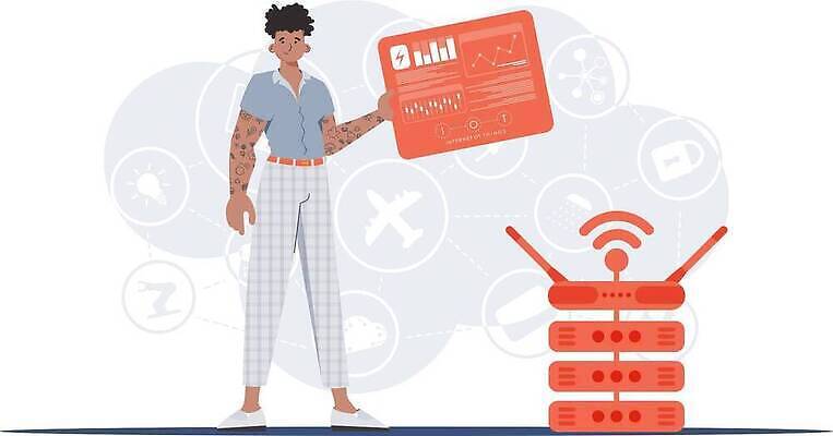 EPS 해외이미지 전신 남자 일러스트 한명 들기 성인 와이파이 사물인터넷 성인남자한명만 해외202309 해외일러스트 1 모션 정보기술 사람 무선인터넷 남자한명만 성인남자만 파일형식 벡터