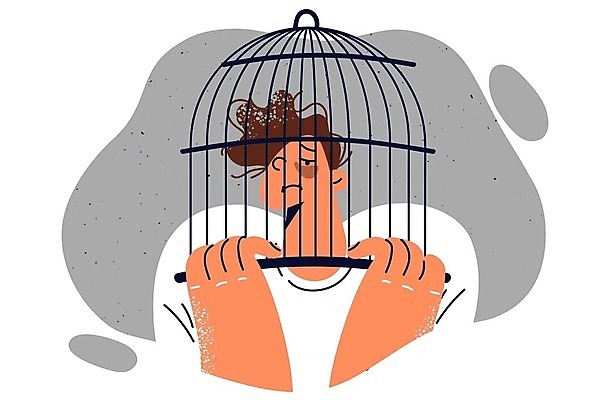 EPS 해외이미지 남자 일러스트 스트레스 한명 성인 고통 잡기 불행 새장 문제 고립 우울증 트러블 성인남자한명만 해외202309 해외일러스트 1 감정 모션 사람 질병 케이지 남자한명만 성인남자만 파일형식 벡터