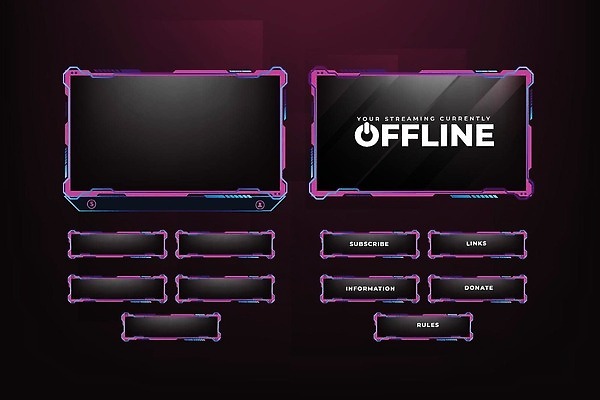 EPS 해외이미지 디자인 일러스트 버튼 미래 장식 스크린 흐름 게임 개울 방송 덮기 온라인 게이머 엘리먼트 인터페이스 벡터 해외202309 해외일러스트 컨셉 모션 놀이 강 파일형식