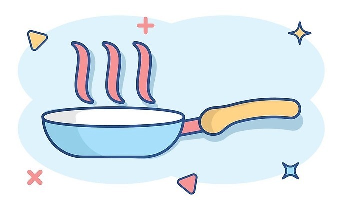 EPS 해외이미지 하늘색 곡선 일러스트 사람없음 반짝임 프라이팬 심볼 심플 해외202309 해외일러스트 선 모션 주방용품 파란색 파일형식 벡터