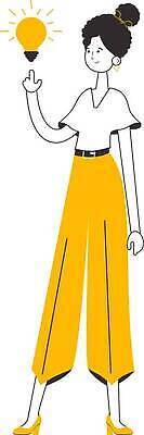 EPS 해외이미지 전신 여자 일러스트 전구 한명 성인 가리킴 라인아트 성인여자한명만 해외202309 해외일러스트 1 선 사람 손짓 여자한명만 성인여자만 파일형식 벡터