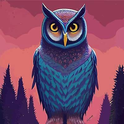 EPS 해외이미지 나무 야생동물 일러스트 사람없음 야간 숲 부엉이 해외202309 해외일러스트 자연요소 식물 동물 조류 파일형식 벡터