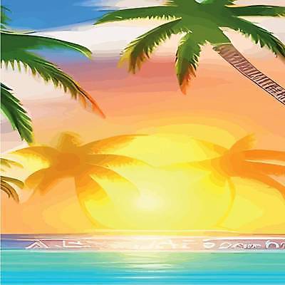 EPS 해외이미지 바다 일러스트 하늘 사람없음 야자수 태양 노을 해외202309 해외일러스트 자연요소 나무 파일형식 벡터