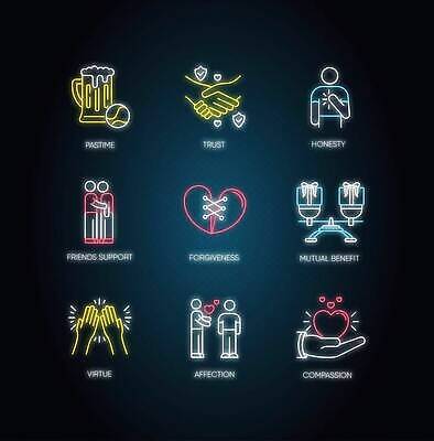 EPS 해외이미지 디자인 선 컬러 백그라운드 일러스트 통신 관계 함께함 미술 취미 그래픽 친구 빛 세트 믿음 우정 수집 심볼 사인 윤곽 네온 이익 가치 형광등 정직 용서 빛망울 고립 소셜 엘리먼트 지원 벡터 동정 유대감 효과 해외202309 해외일러스트 감정 컨셉 문화예술 전등 파일형식