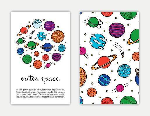 EPS 해외이미지 패턴 일러스트 사람없음 컬러풀 행성 낙서 환상 해외202309 해외일러스트 컬러 컨셉 무늬 우주 파일형식 벡터