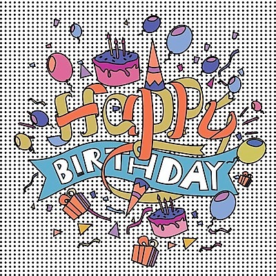 EPS 해외이미지 일러스트 폭죽 타이포그라피 사람없음 선물상자 컬러풀 생일케이크 꽃가루 생일축하 풍선 레터링 해외202309 해외일러스트 문자 컬러 선물 상자 케이크 축하 생일 가루 파일형식 벡터