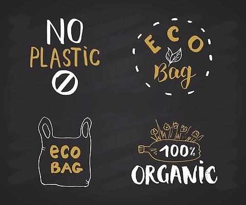 EPS 해외이미지 손글씨 점선 잎 일러스트 캘리그라피 검은배경 타이포그라피 사람없음 장식 금지 플라스틱 에코 유기농 손그림 에코백 노플라스틱 해외202309 해외일러스트 식물 문자 웰빙 선 백그라운드 가방 재질 환경 검은색 파일형식 벡터 제로웨이스트
